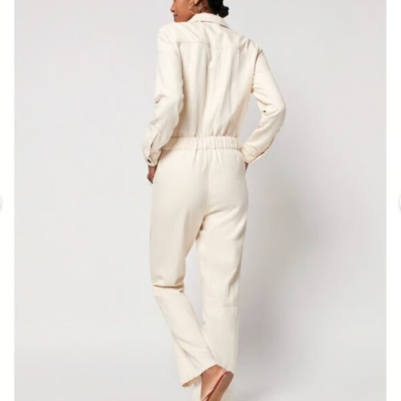 FAHERTY Overland Twill Jumpsuit Stretch Organic Cotton Natural  NWT Size S - Picture 5 of 13